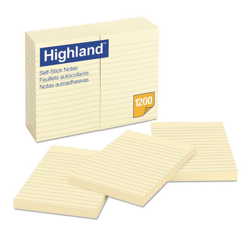 Highland Self-Stick Notes 4 x 6 Yellow 100-Sheet 6609YW