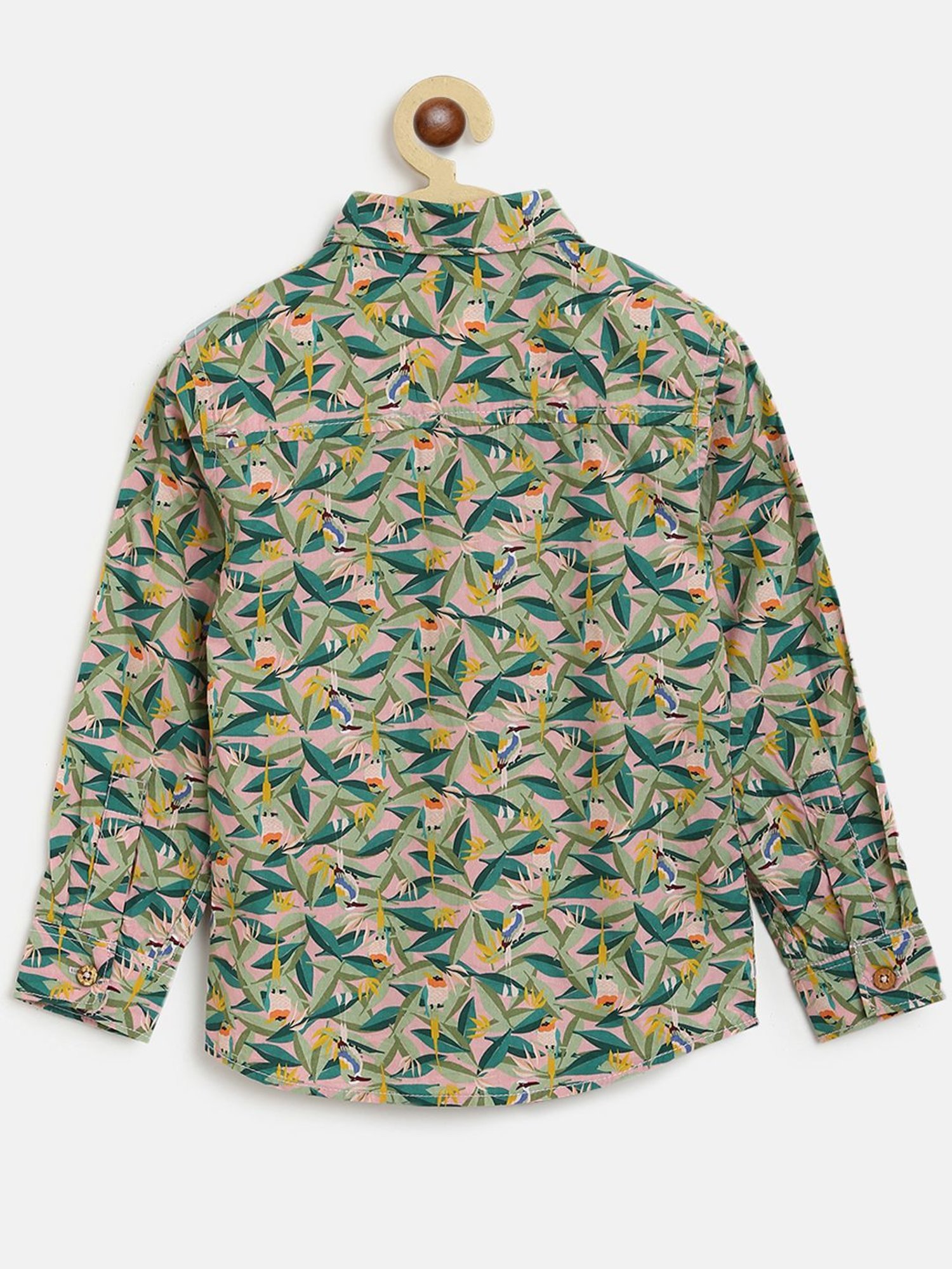 Tales & Stories Kids Pink & Teal Blue Cotton Printed Full Sleeves Shirt