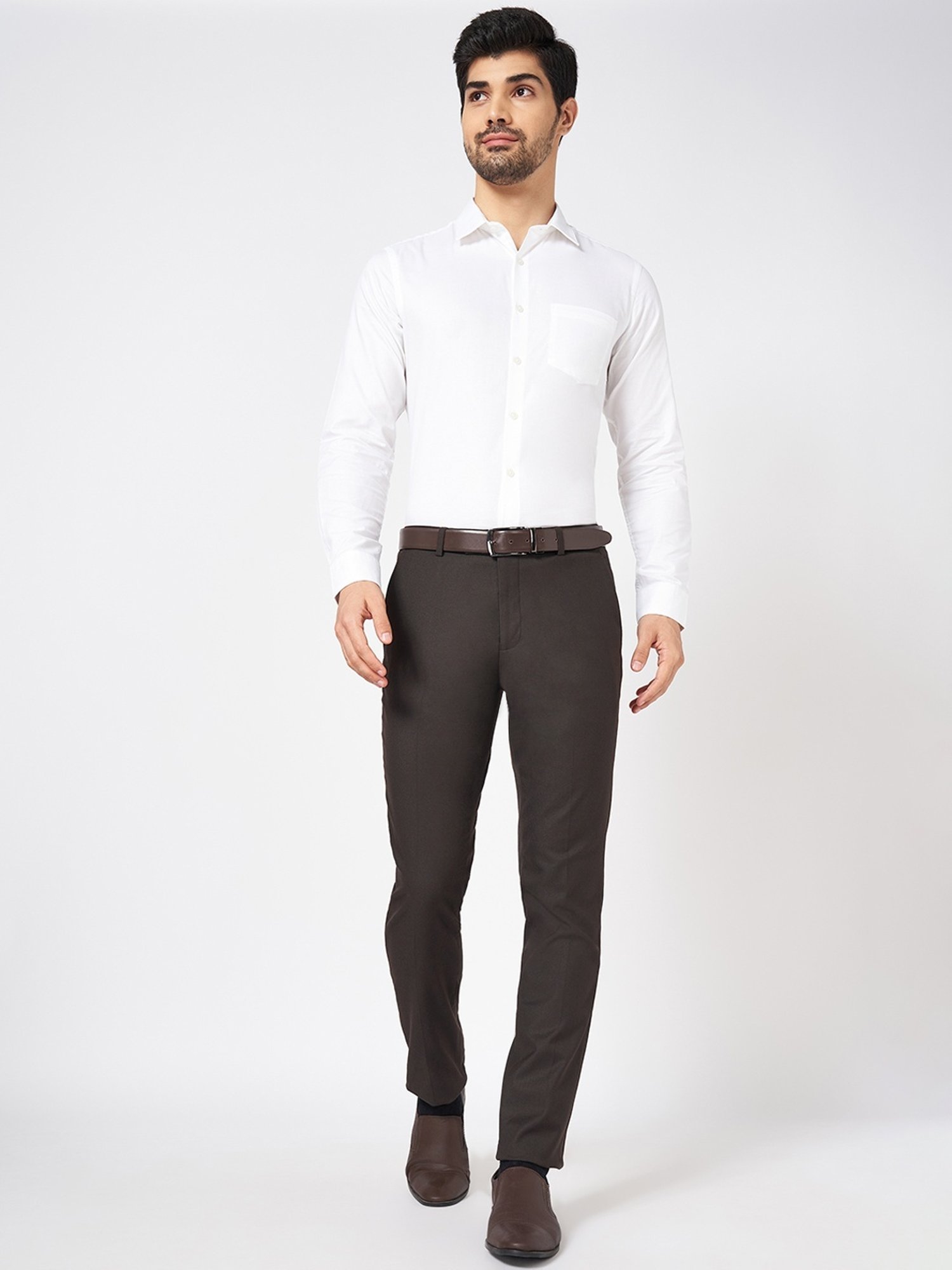 Byford By Pantaloons Brown Slim Fit Trousers