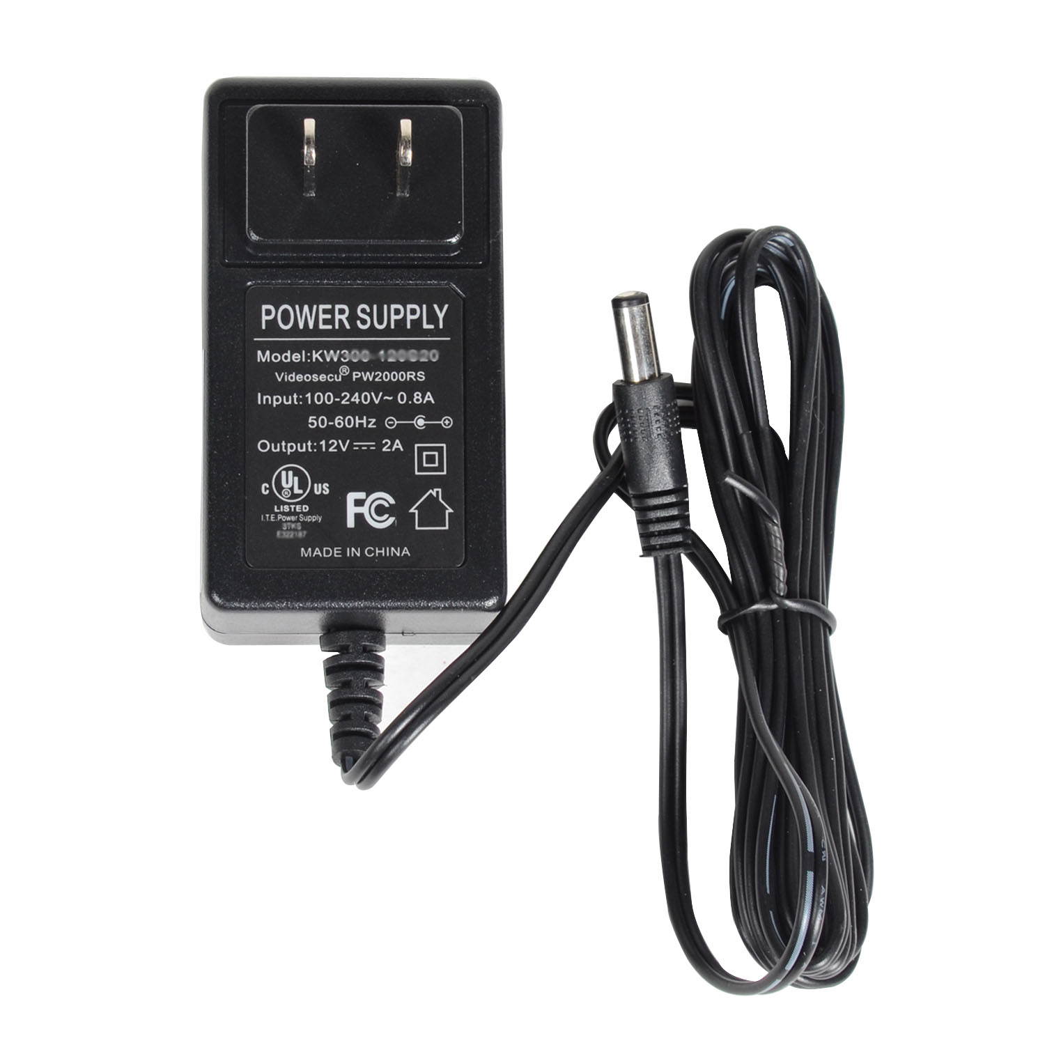 VideoSecu 12V DC 2A Security Camera Power Supply Adapter 2000mA 100-240V AC Regulated 1i1