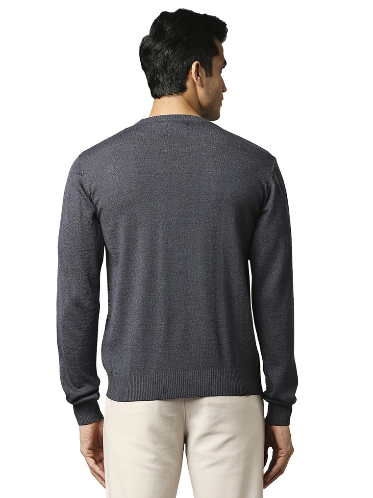 Raymond Grey  Regular Fit Striped Sweaters