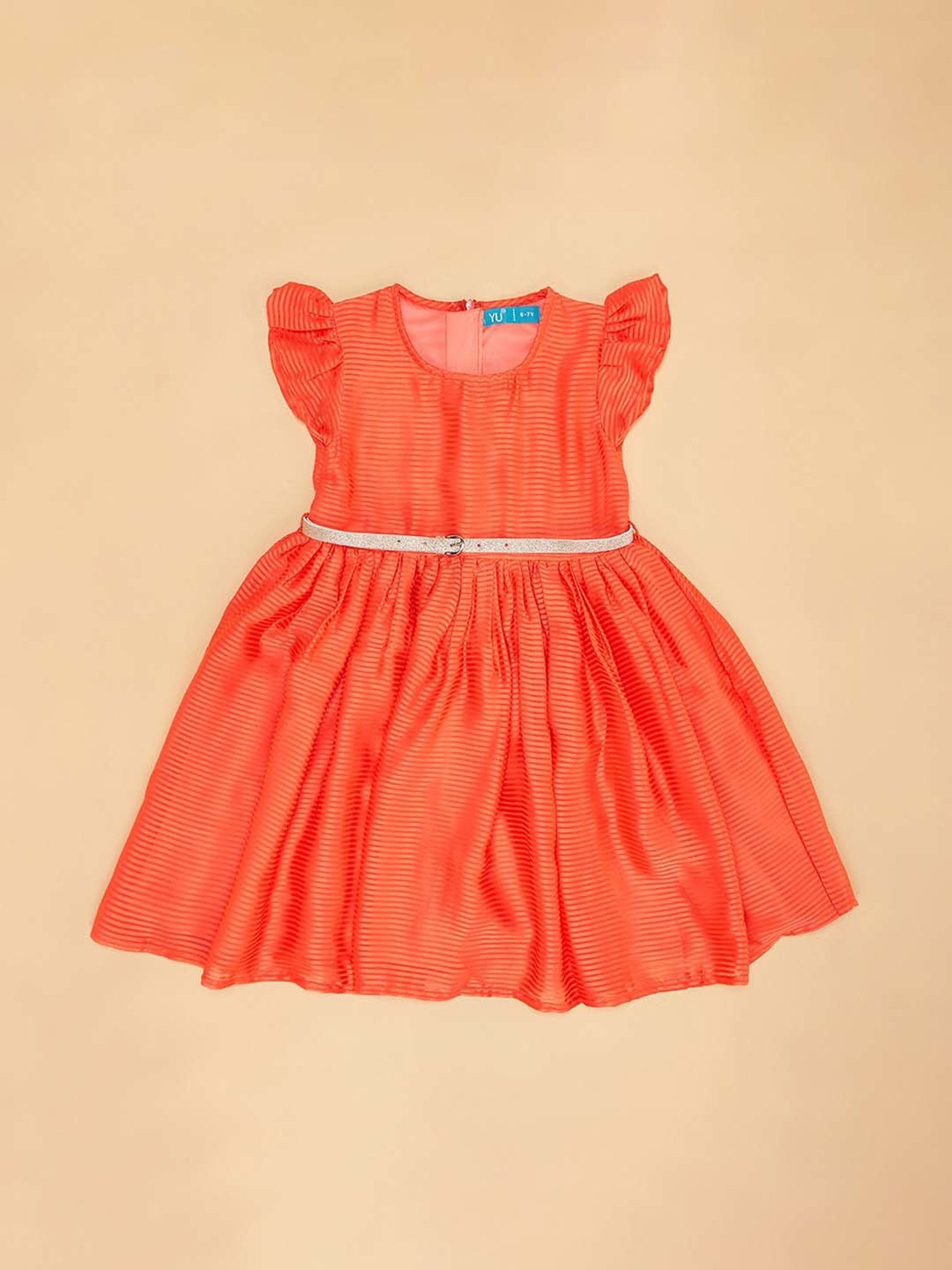 YU by Pantaloons Kids Orange Striped Dress