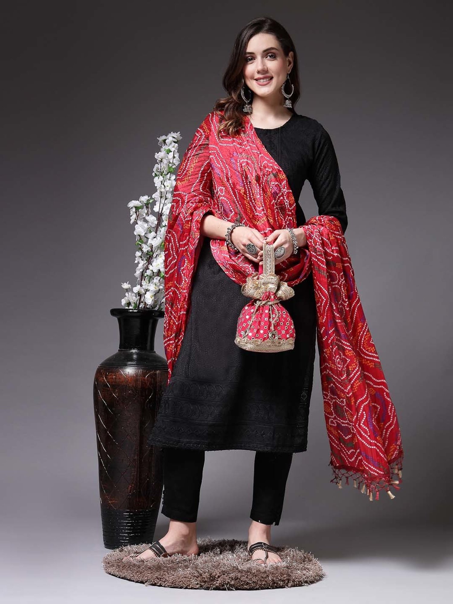 Stylum Red Printed Dupatta