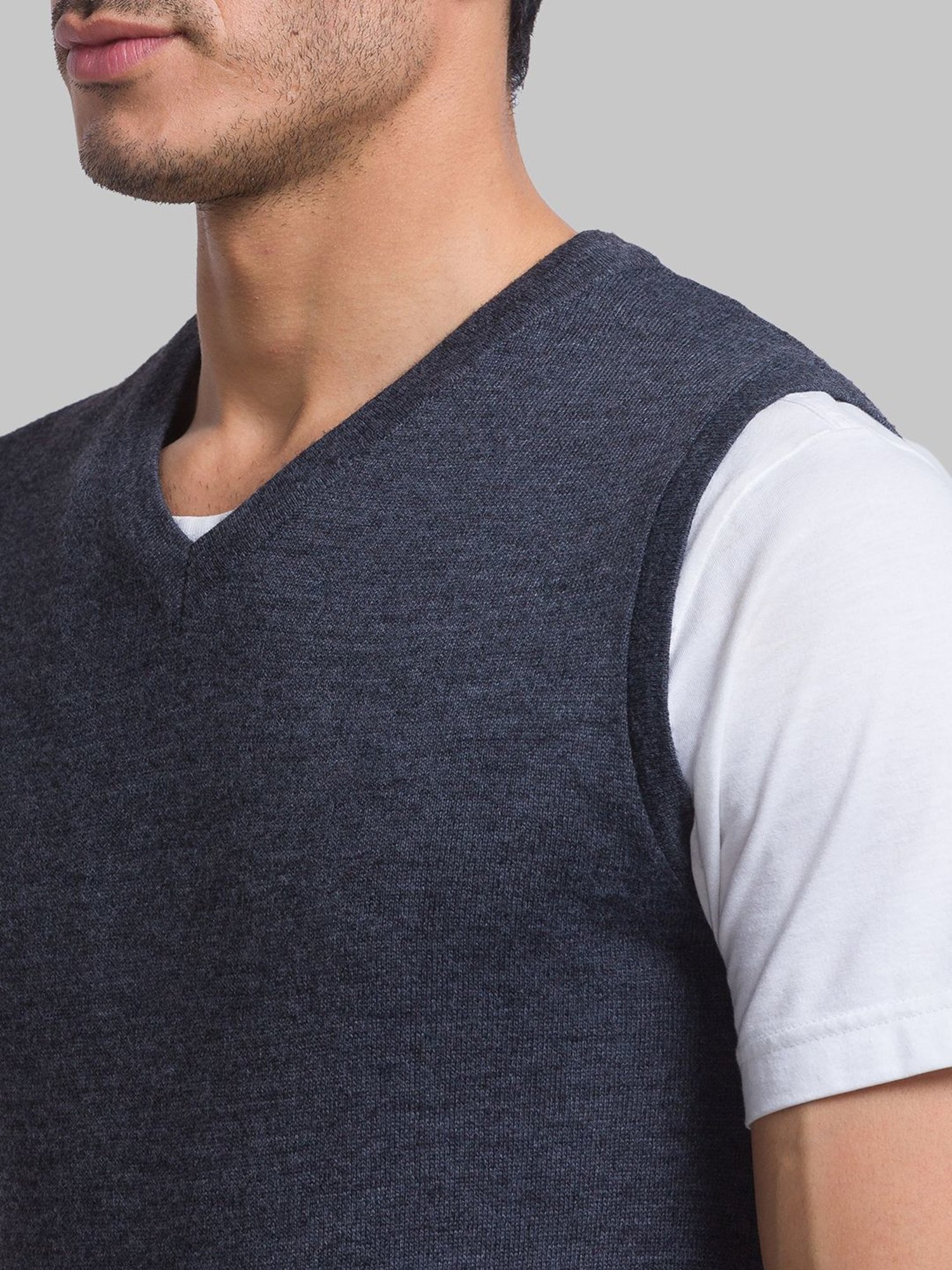 Parx Grey Regular Fit Heathered Sweater