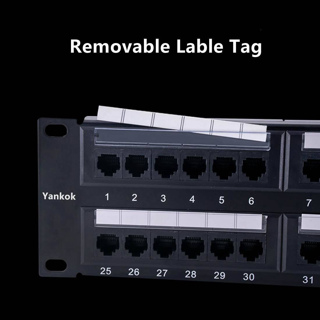 Yankok [Cat6 48 Port Patch Panel] Unshielded 19in.x2U Supports Cat5/5e Ethernet 568A/B Coded for RJ45 Network Rack/Wall Mount (Includes 1x Mini Cable Stripper Cutter, 4x Cable Ties, 4x Mount Screws)