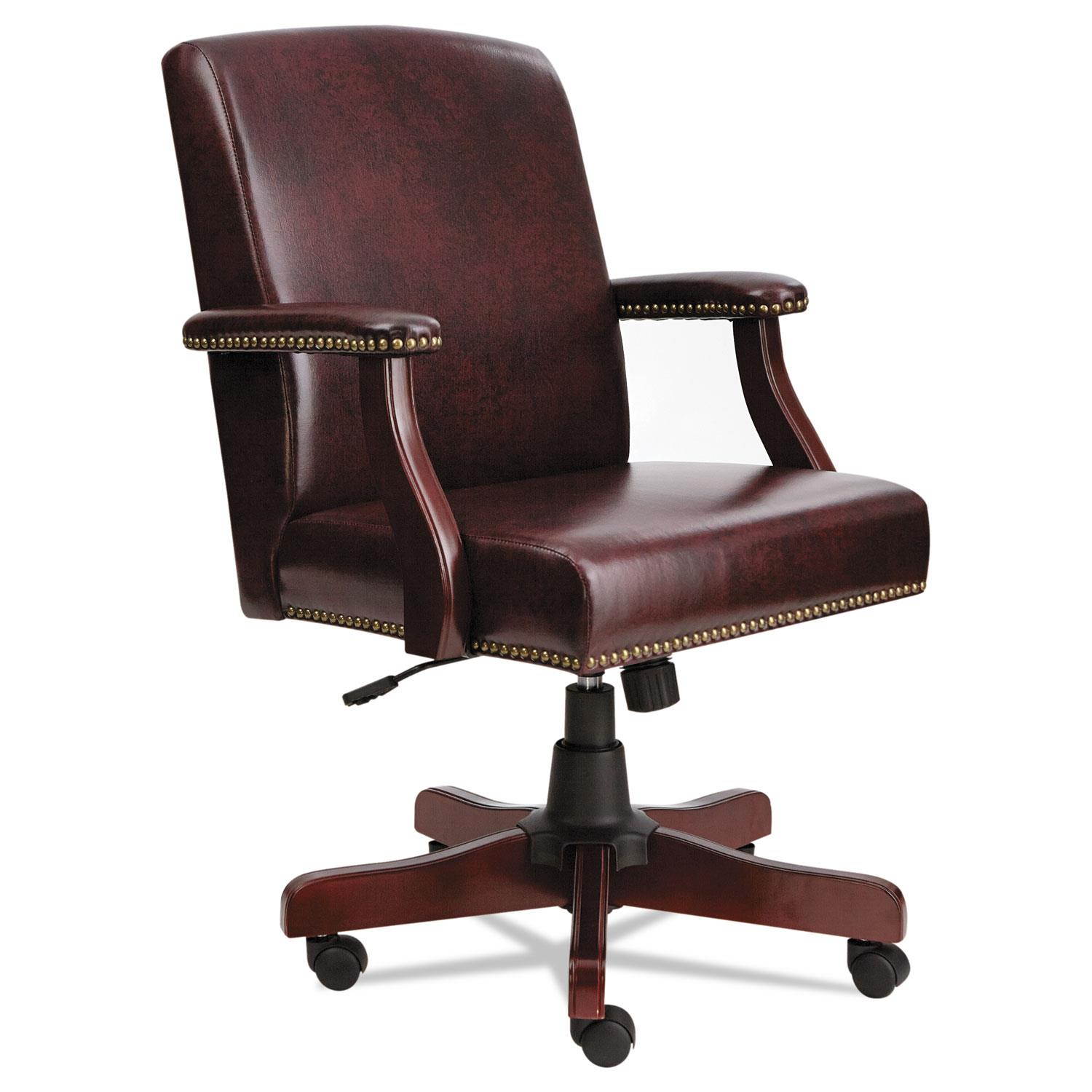 Alera Traditional Series Mid-Back Chair, Mahogany Finish/oxblood Vinyl