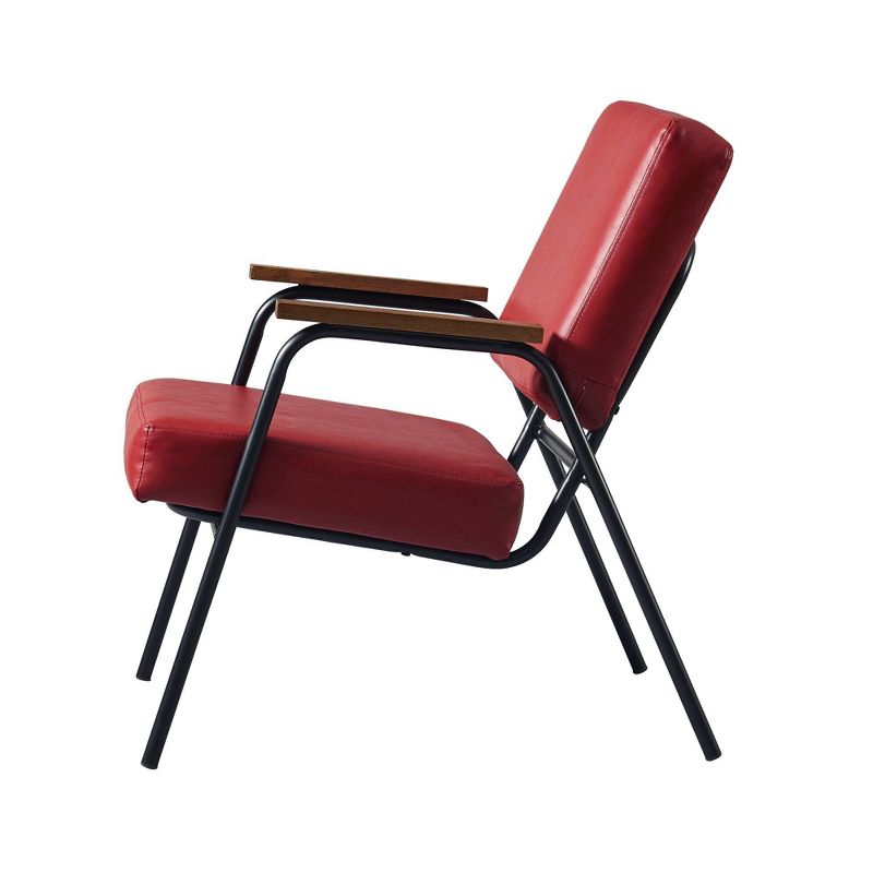 Denver Armchair with Metal Leg & Wood Armrest Red/Black Finish - Versanora