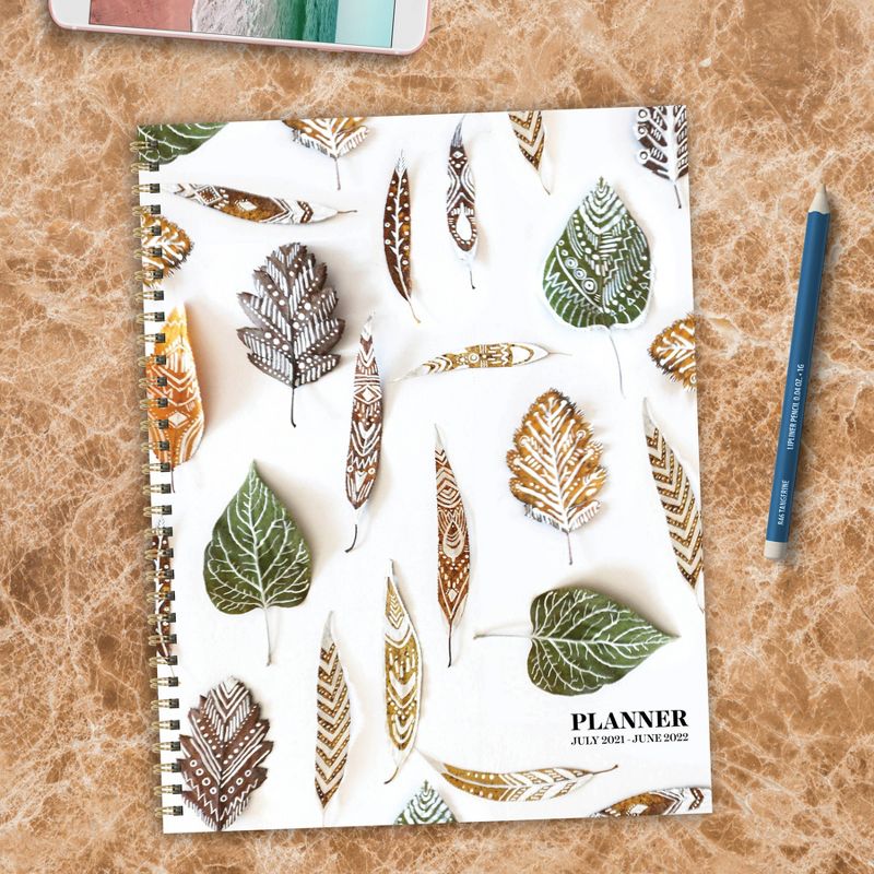 2021-22 Academic Planner 8.5" x 11" Stems & Leaves Daily/Weekly/Monthly - The Time Factory