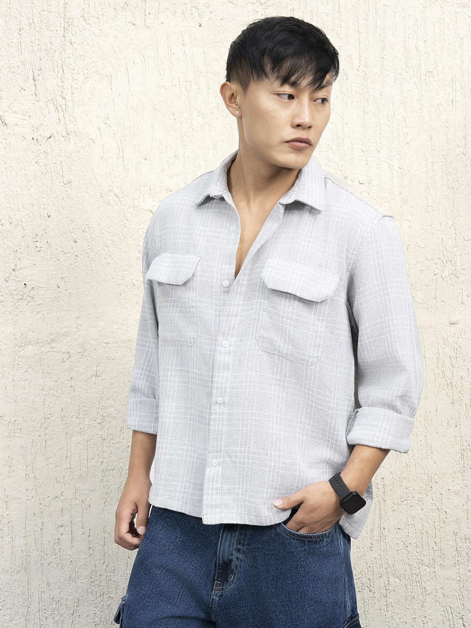 Hubberholme Men Cotton Long Sleeves Oversized Checked Double Pocket Shirt 16