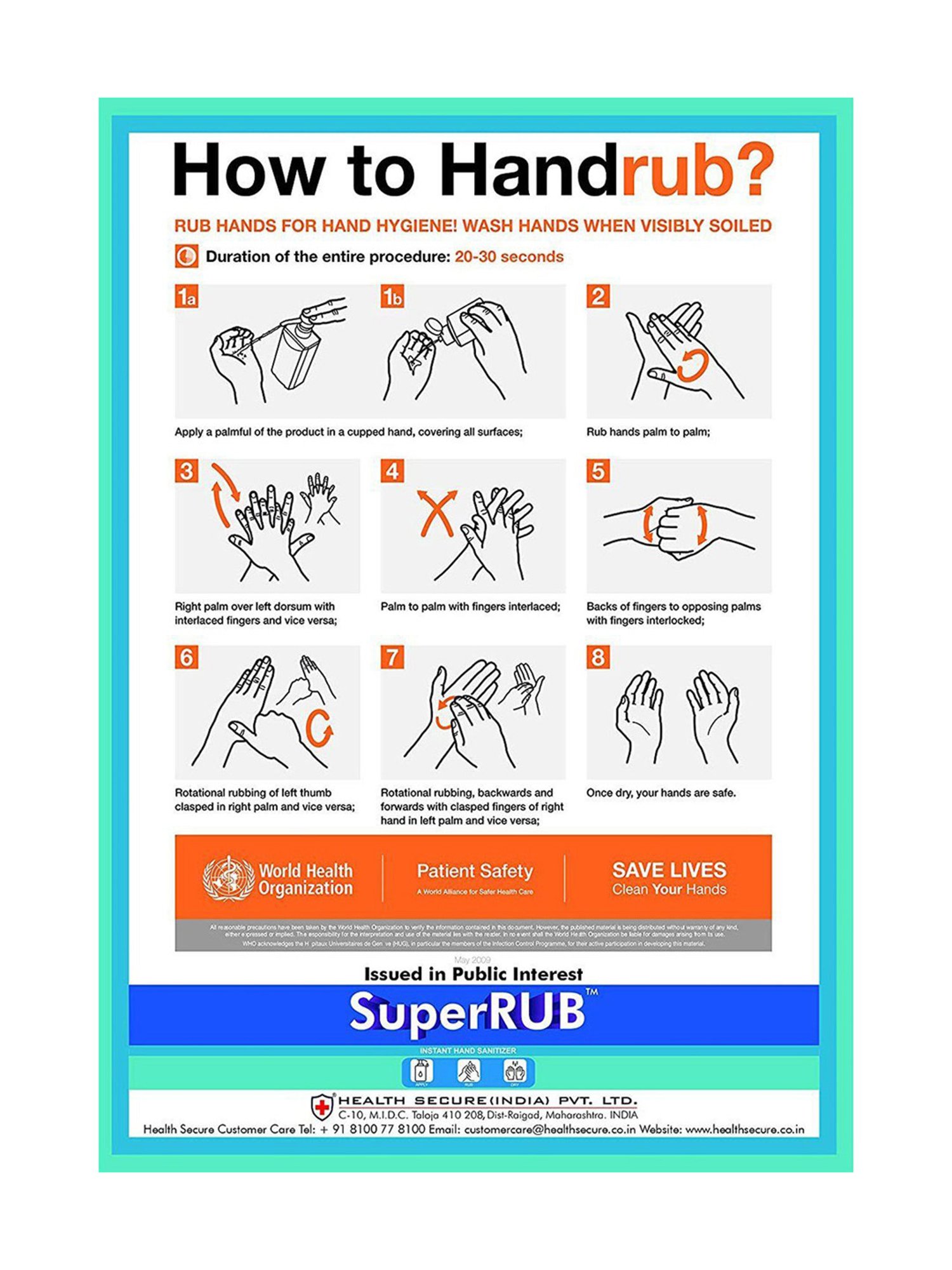 SuperRUB Alcohol Based 500ml Hand Sanitizer With Mist Spray (White)