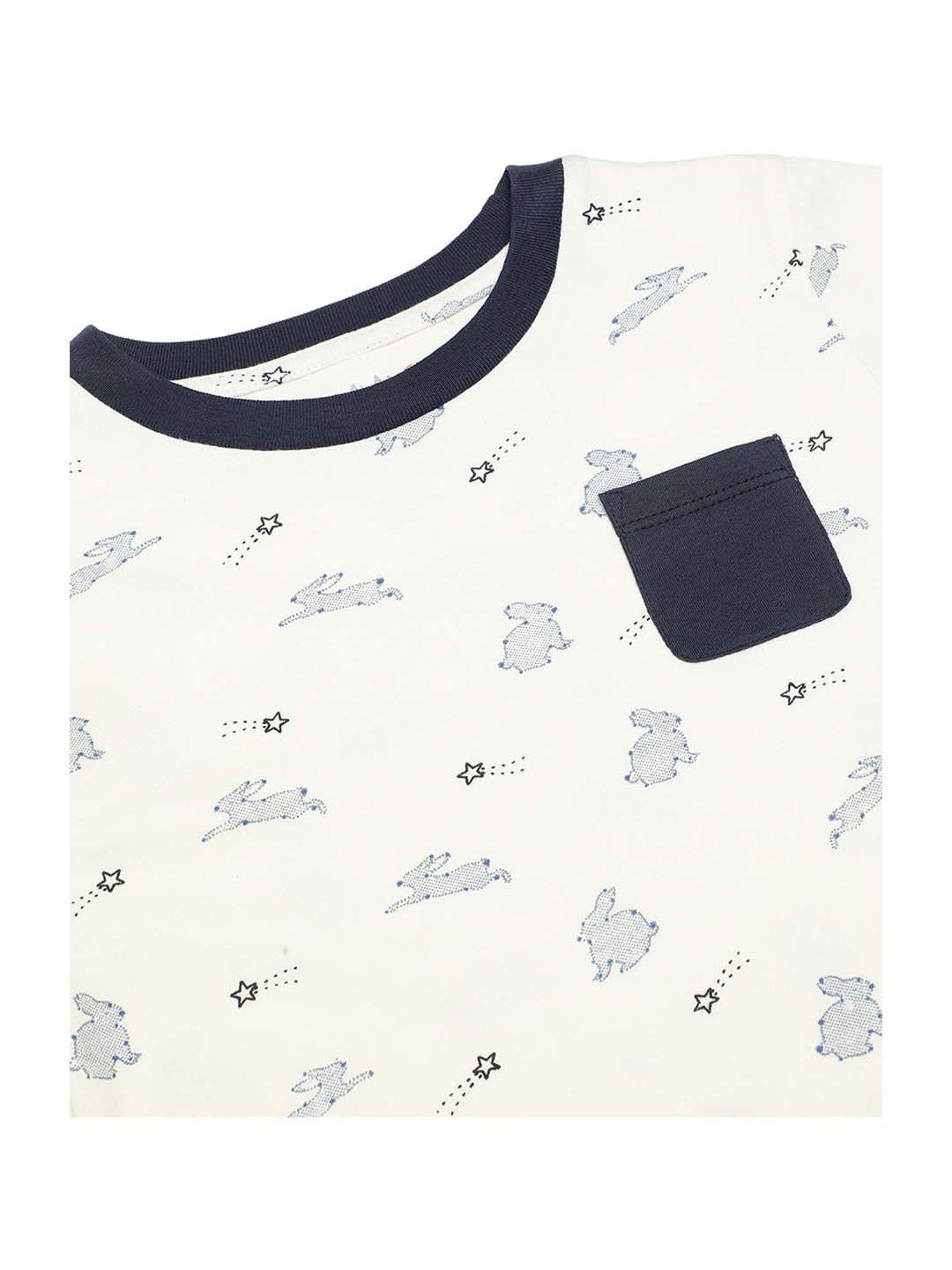MiArcus Kids White & Black Cotton Printed T-Shirt