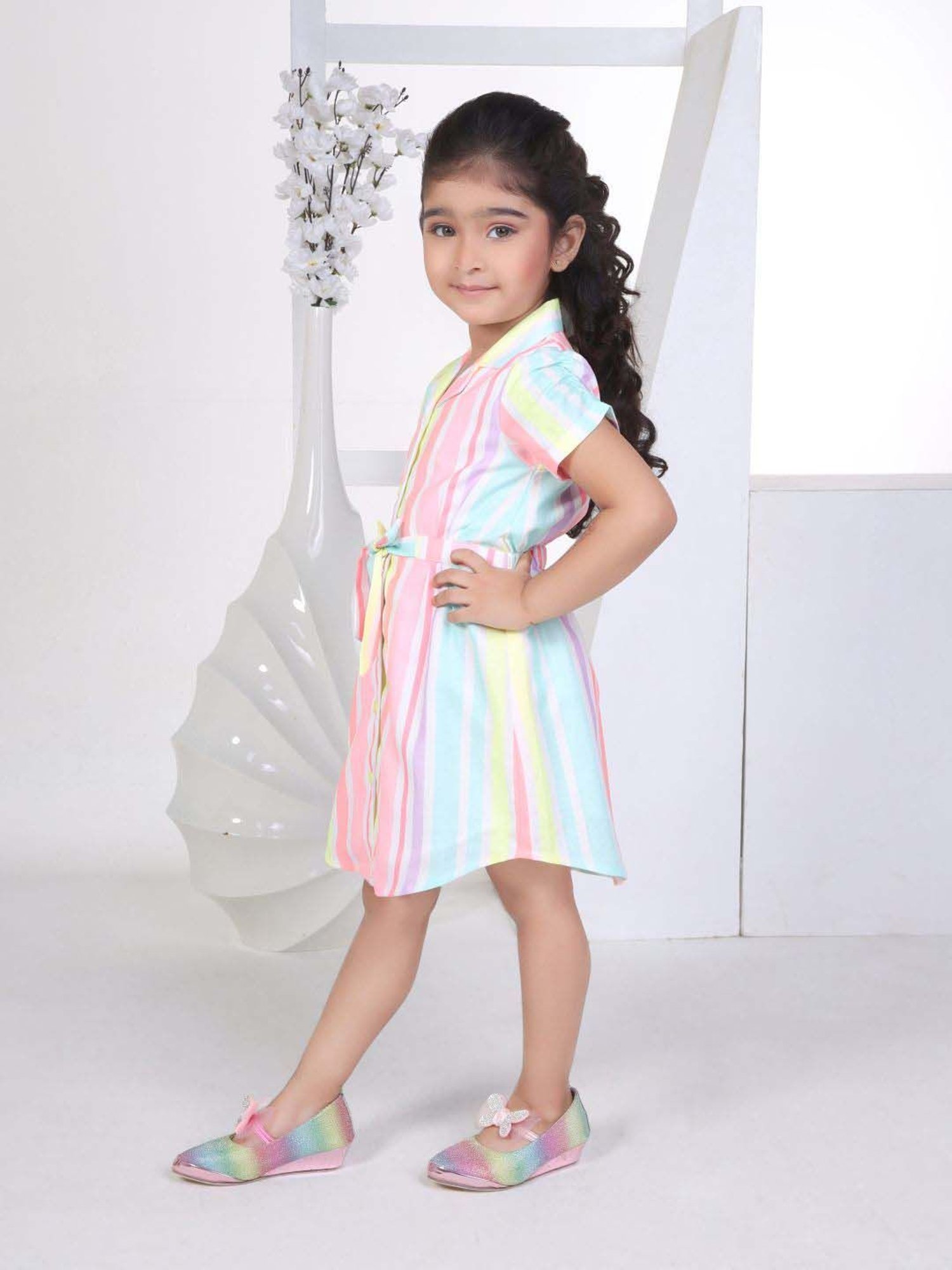 Peppermint Girls Multicolor Striped Dress
