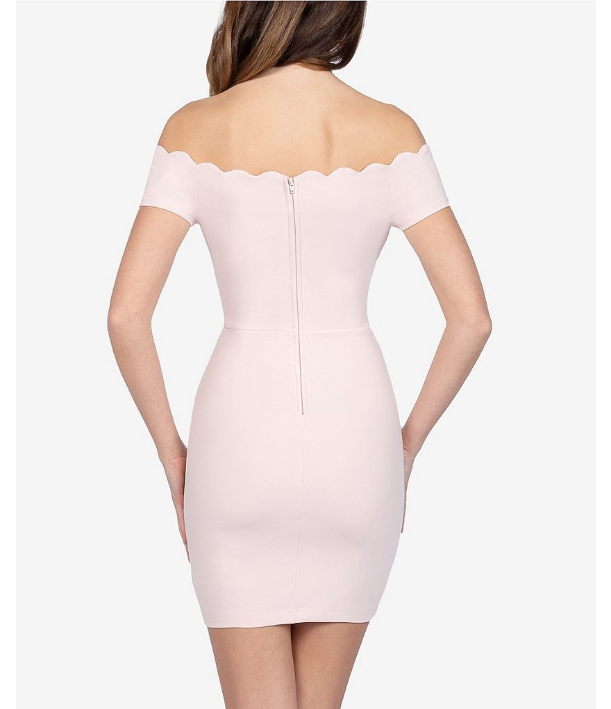 B. Darlin Scalloped Off-the-Shoulder Cap-Sleeve Bodycon Dress