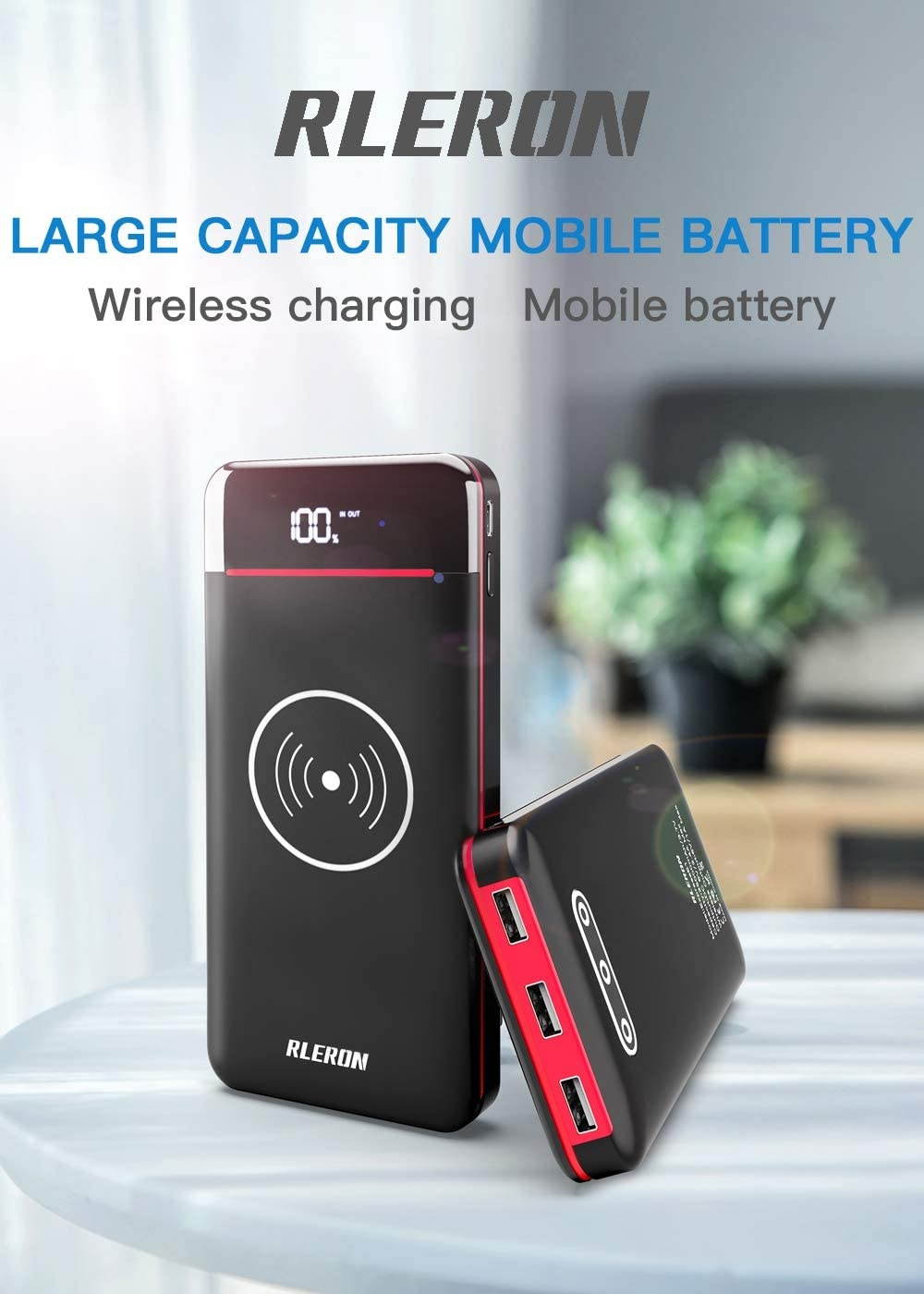 Wireless Portable Charger 25000mAh Power Bank with 3 Outputs& 2 Inputs Huge Capacity Backup Battery with LCD Display Compatible with Smart PhonesAndroid PhoneTablet and More