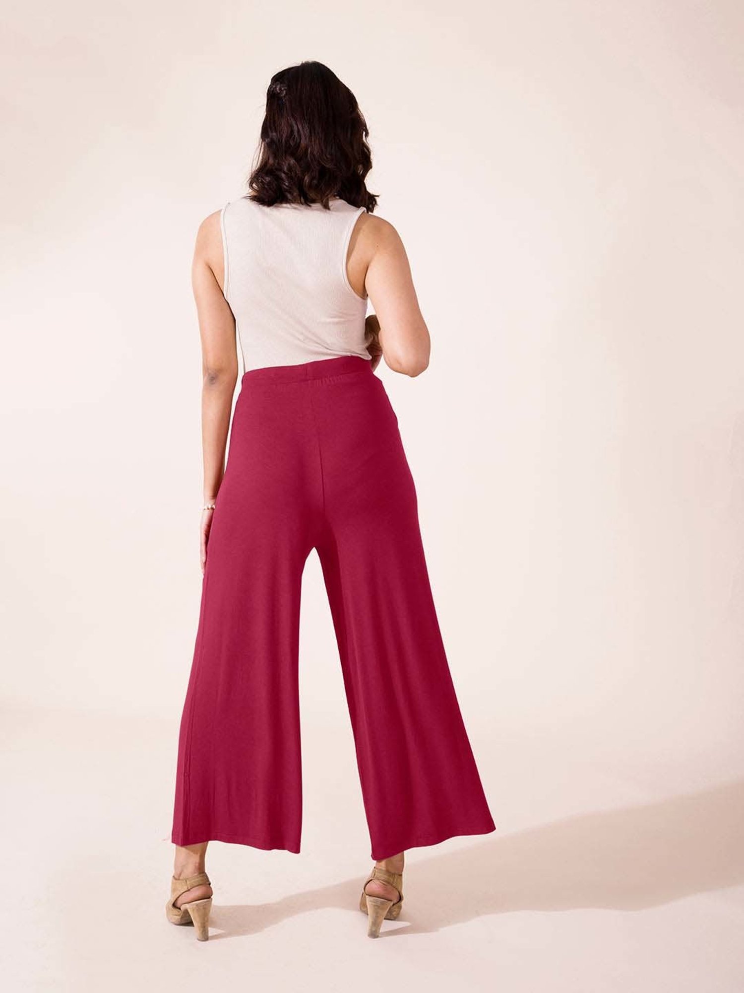 Go Colors! Maroon Relaxed Fit Palazzos