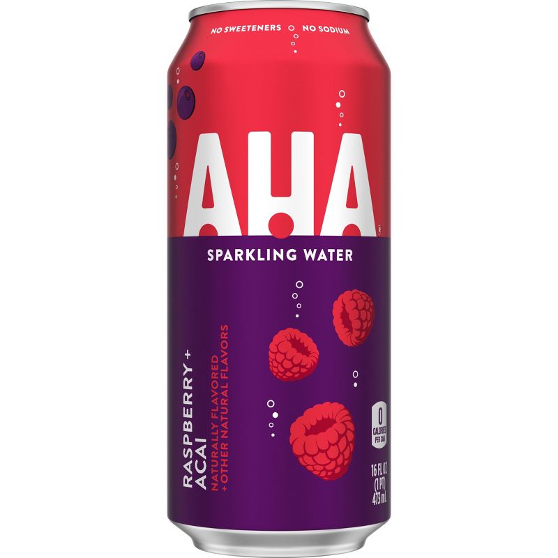 AHA Raspberry Acai Sparkling Water - 16 fl oz Can