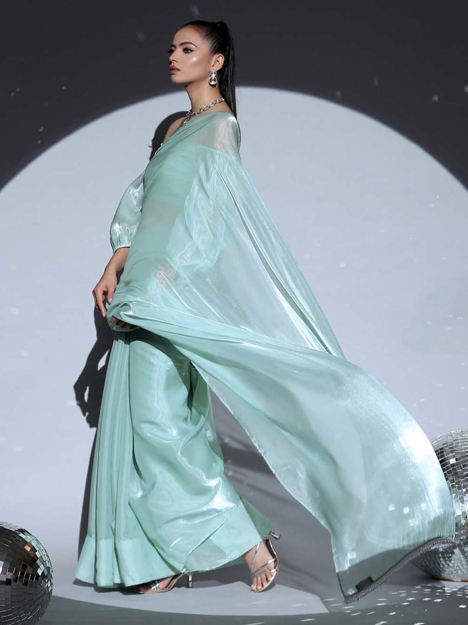 Swtantra Blue Organza Saree