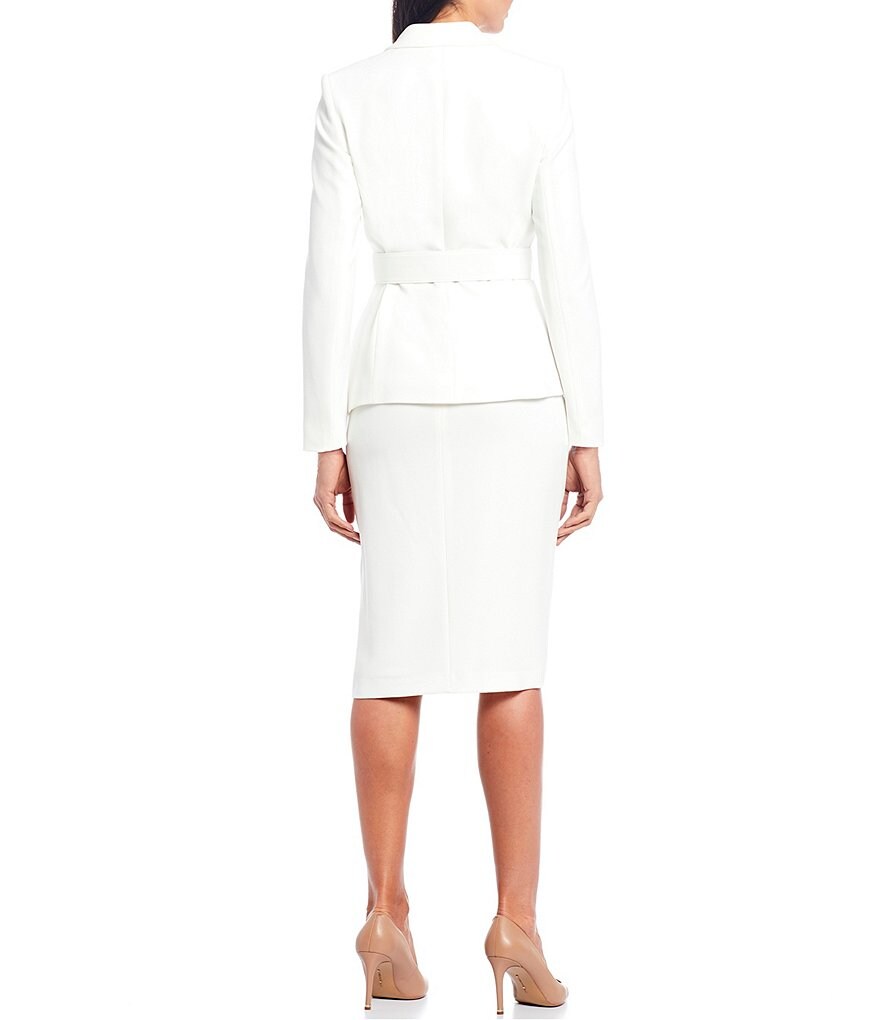 Tahari ASL Crepe Pearl Neckline Jacket 2-Piece Dress Suit
