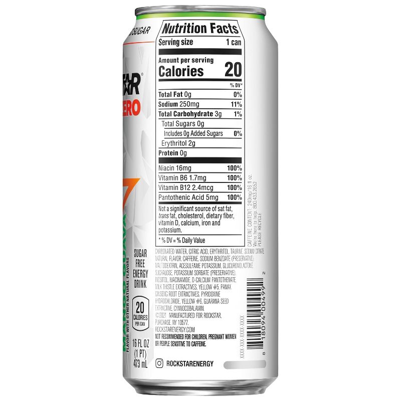 Rockstar Pure Zero Mango Guava Energy Drink - 16 fl oz Can