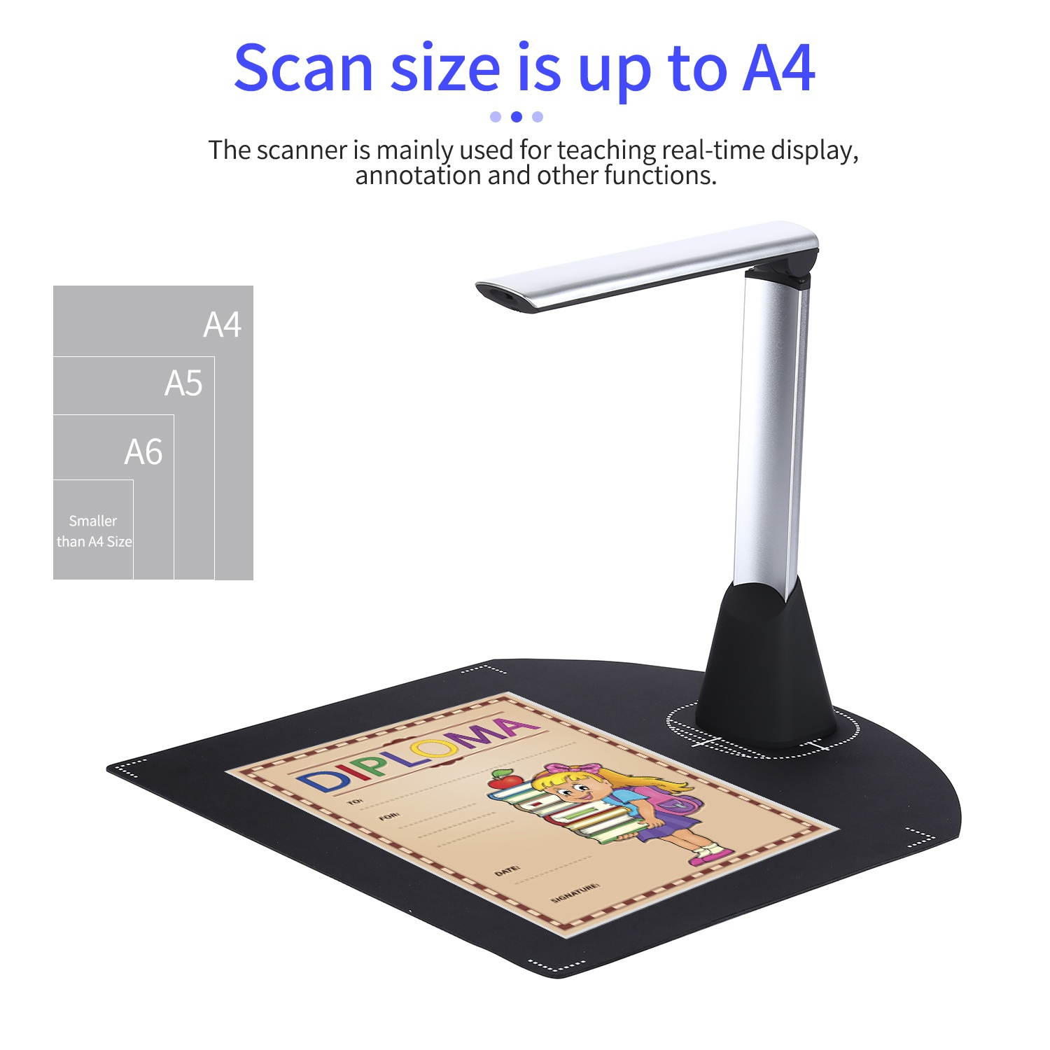 Aibecy BK35 Document Camera Scanner 8 Mega-Pixel HD Camera A4 Capture Size with LED Light Teaching Software for Classroom Teachers Online Teaching Distance Learning Education