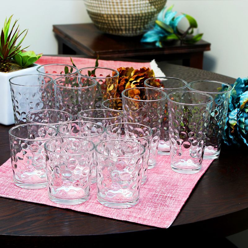Gibson Home Great Foundations 16 Piece Tumbler and Double Old Fashioned Glass Set in Bubble Pattern
