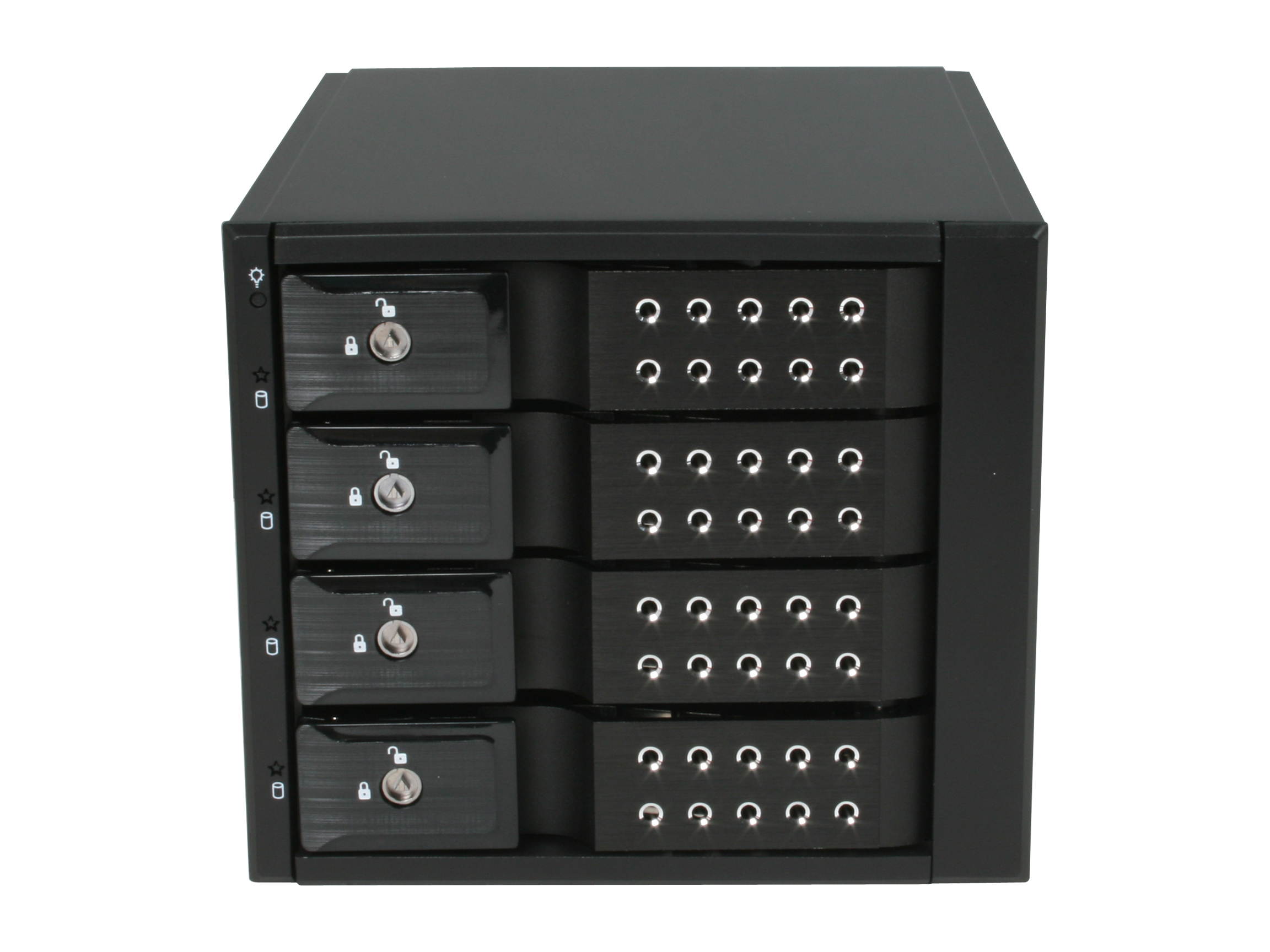 iStarUSA BPN-DE340SS-BLACK 3 x 5.25" to 4 x 3.5" SAS / SATA 6.0 Gb/s Trayless Hot-Swap Cage - Black Handle