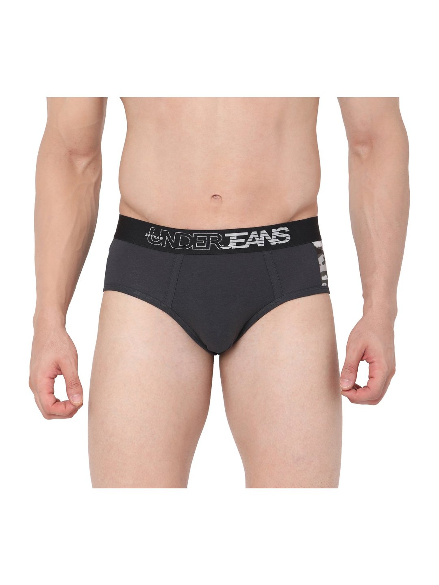 UnderJeans by Spykar Dark Grey Cotton Briefs