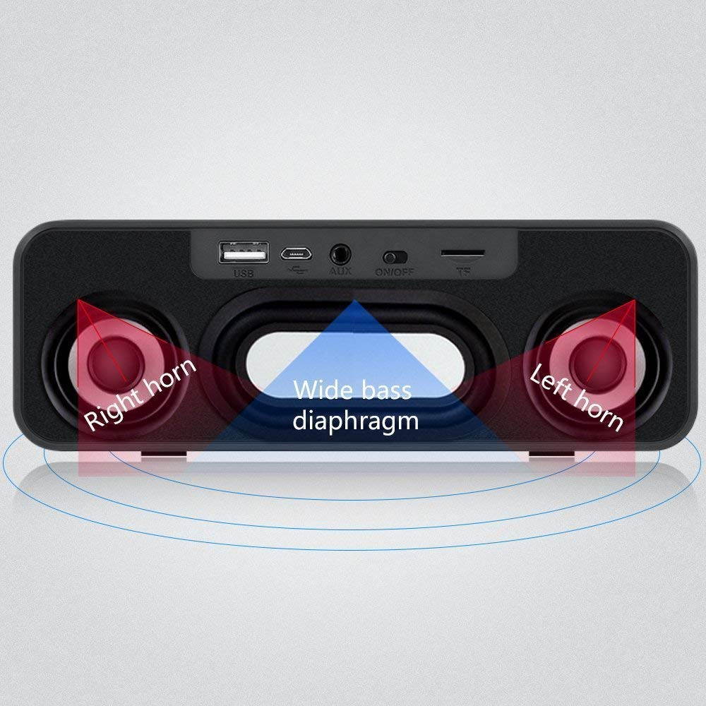 Portable wireless Bluetooth speakers, Portable 4.2 Wireless Speaker EDR Stereo with Loud HD Audio and Bass, Built-In Mic, FM Radio, 12H Playtime , TF Card , Dual Driver for Indoor & Outdoor Use