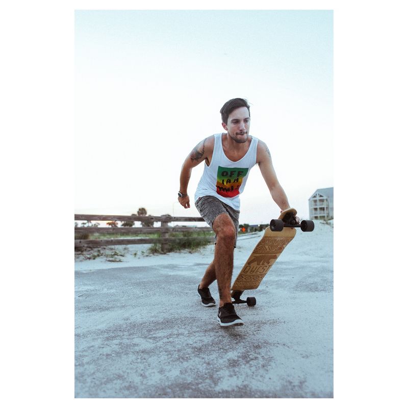 Quest "California Native" Laser Etched Graphics 41" Downhill Style Longboard Skateboard - Natural Wood