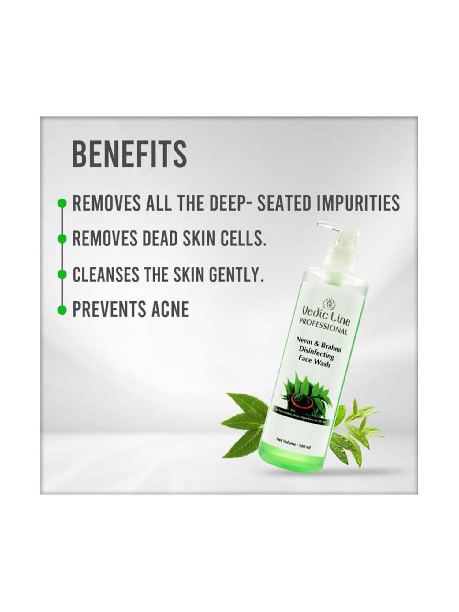 VEDIC LINE Neem Brahmi Disinfecting Face Wash - 500 ml