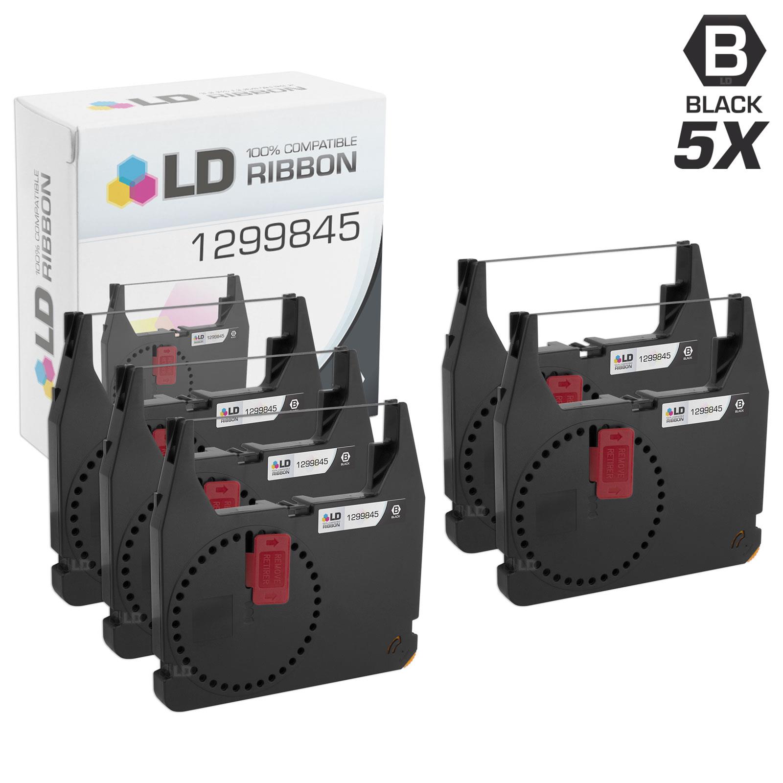 LD Compatible Printer Ribbon Cartridge Replacement for IBM 1299845 (Black, 5-Pack)
