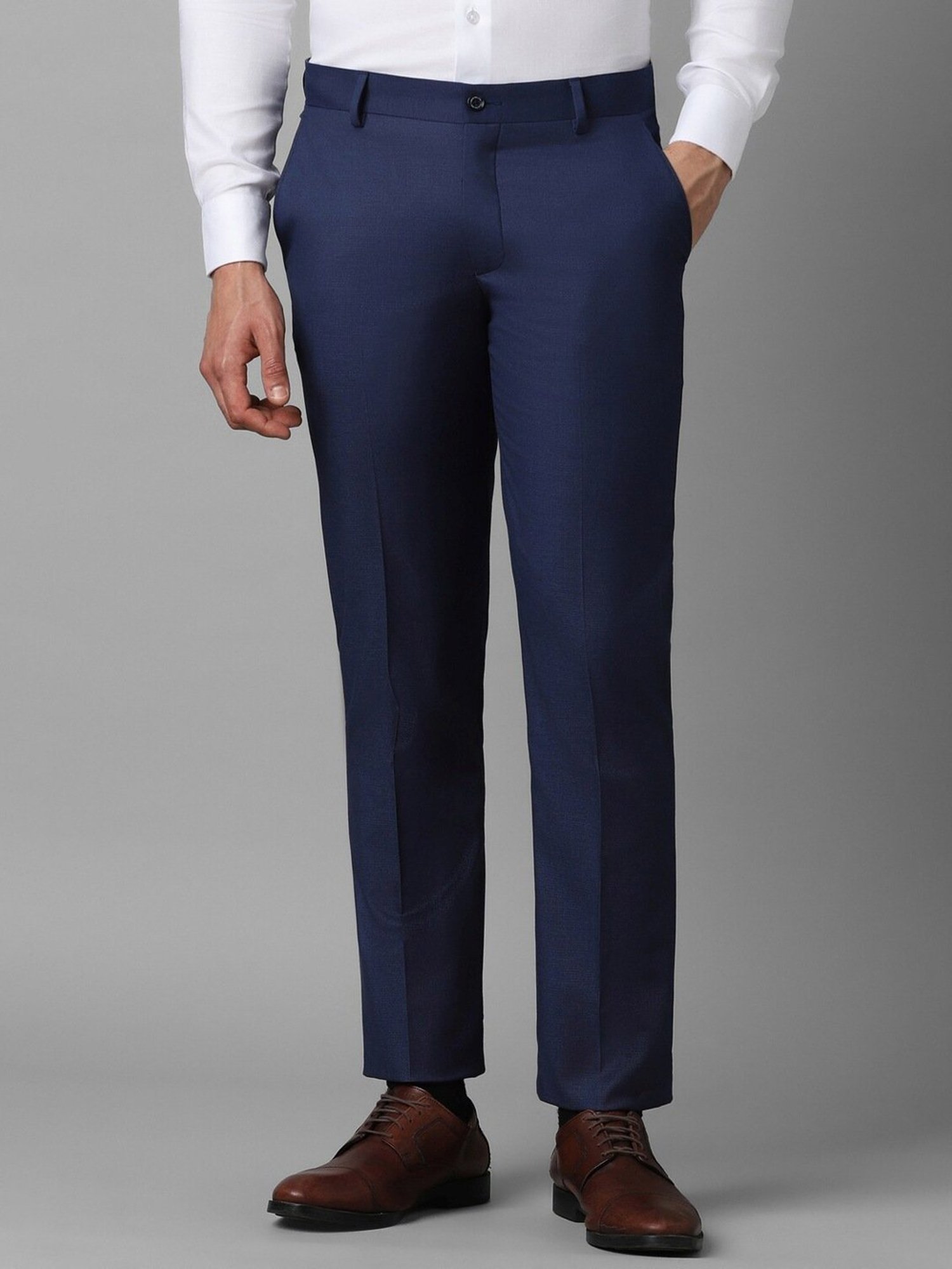 Louis Philippe Navy Slim Fit Trousers