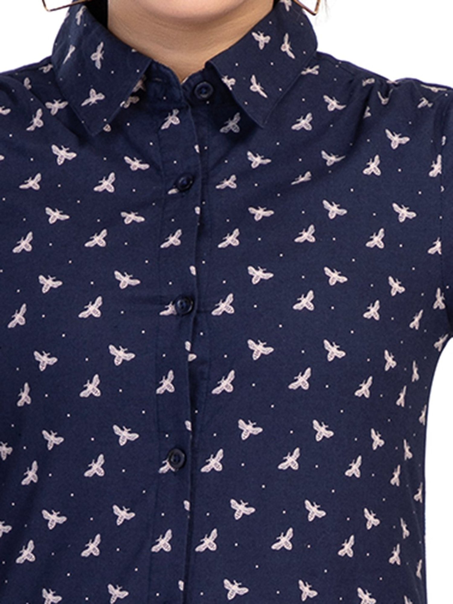 Nino Bambino Dark Blue Printed Long Shirt