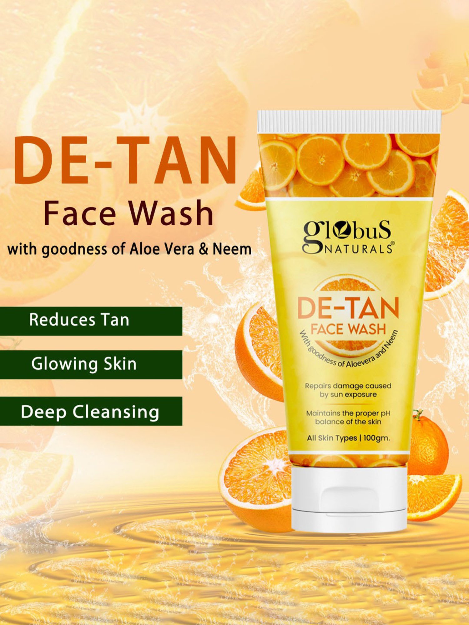 Globus Naturals De-Tan Face Wash - Pack of 5