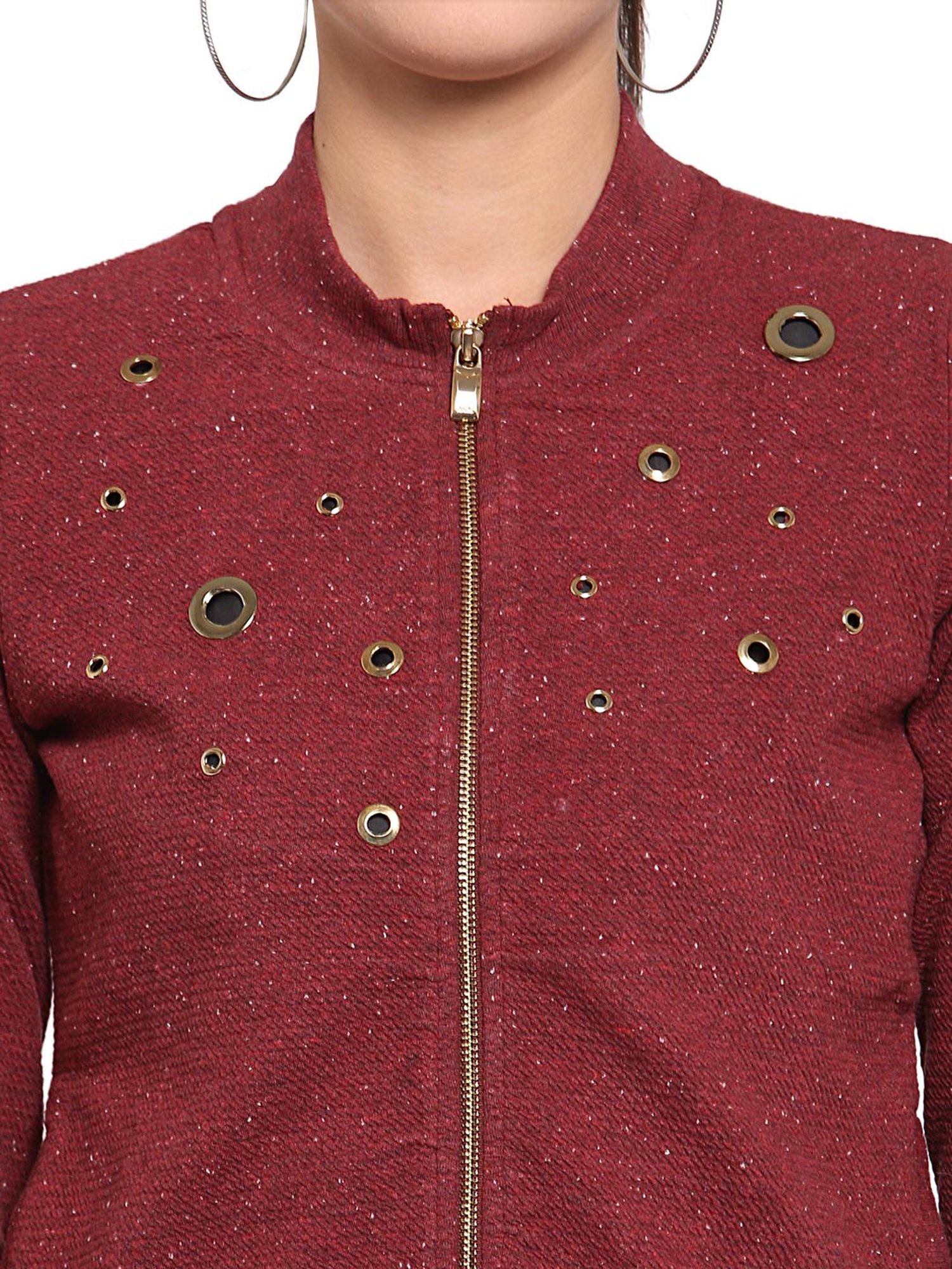 Juelle Maroon Round Neck Sweatshirt