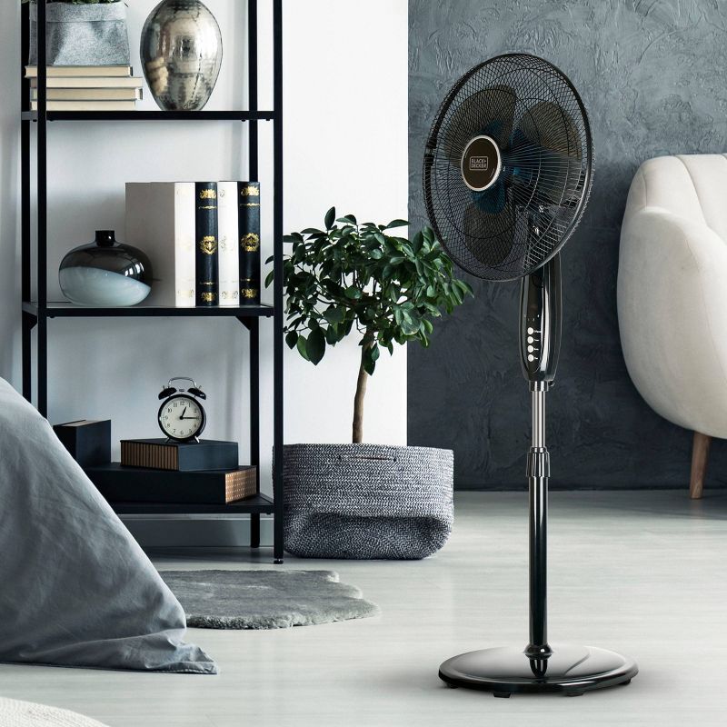 BLACK+DECKER 16" Dual Blade Stand Fan with Remote Control Black
