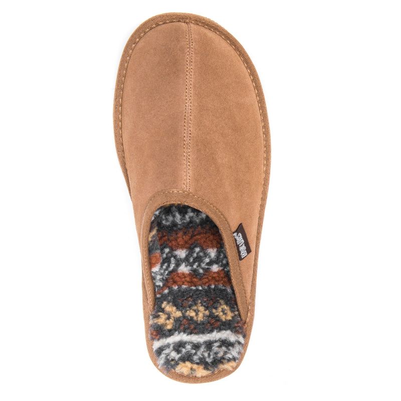 Men's MUK LUKS Printed Berber Suede Scuff Slippers - Tan 10