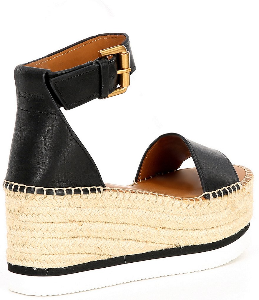 See By Chloe Glyn Leather Espadrille Wedges