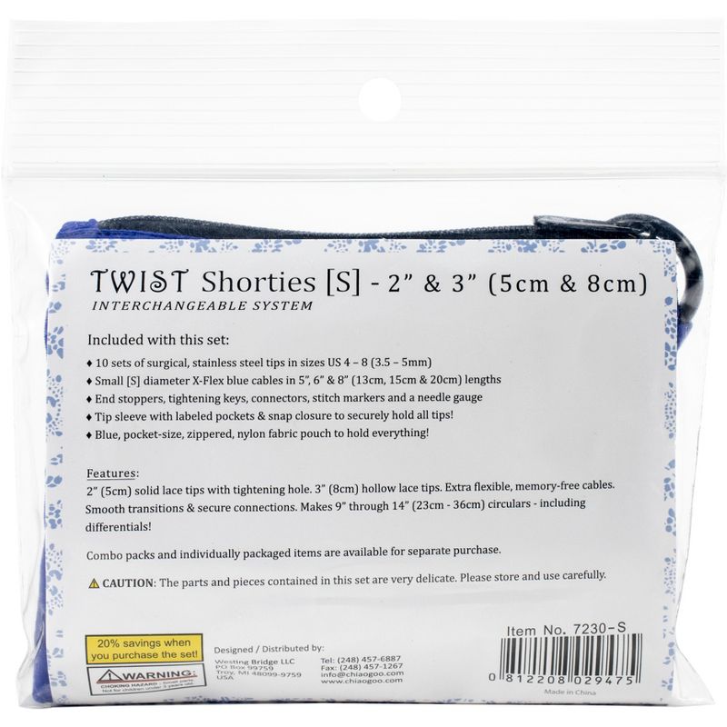 ChiaoGoo TWIST Shorties Set 2" & 3"-Size US 4-8/3.5-5mm