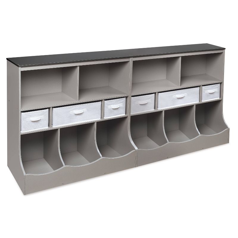 Badger Basket Combo Bin Storage Unit with 3 Baskets Gray