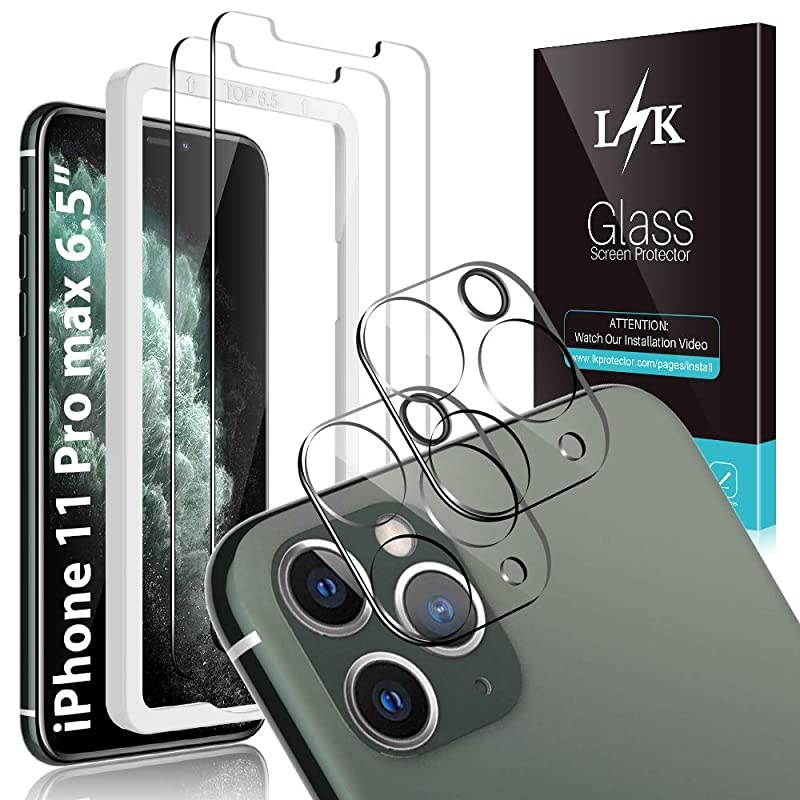2 Pack  iPhone 11 Pro Max Camera Lens Screen Protector + 2 Pack TemperedGlass Screen Protector Film Scratchresistant fingerprintproof for iPhone 11 Pro Max 65inch