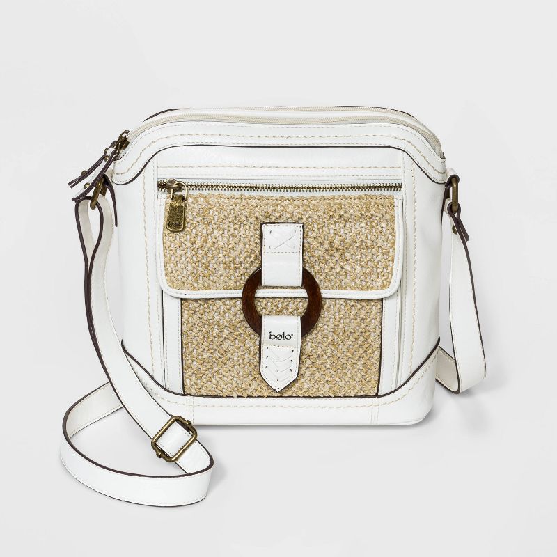 Bolo Zip Closure Crossbody Bag - White