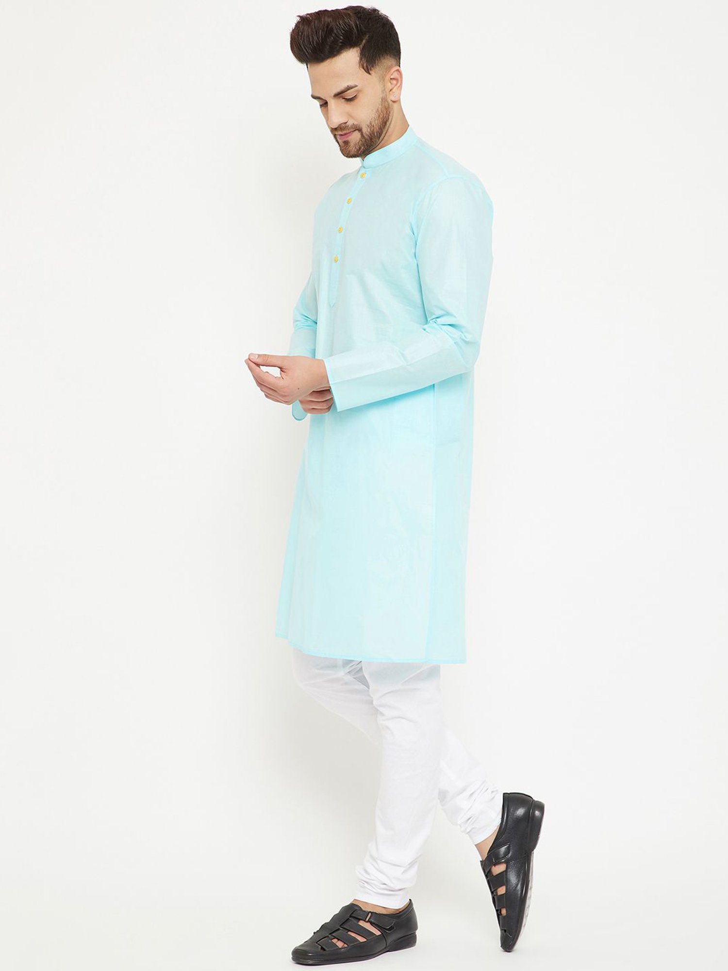 Vastramay White Cotton Straight Fit Embroidery Ethnic Suits