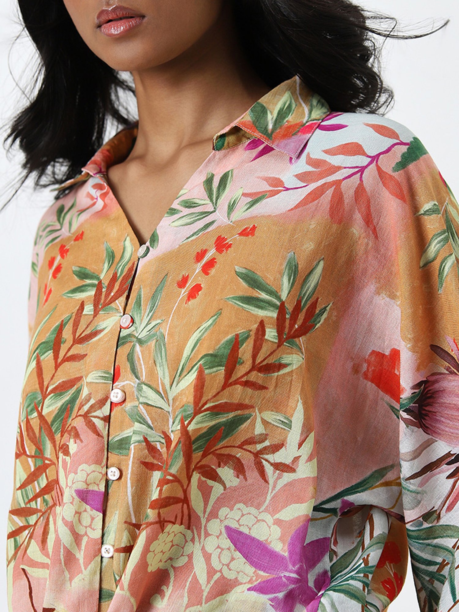 LOV by Westside Multicolour Leaf Printed Blouse