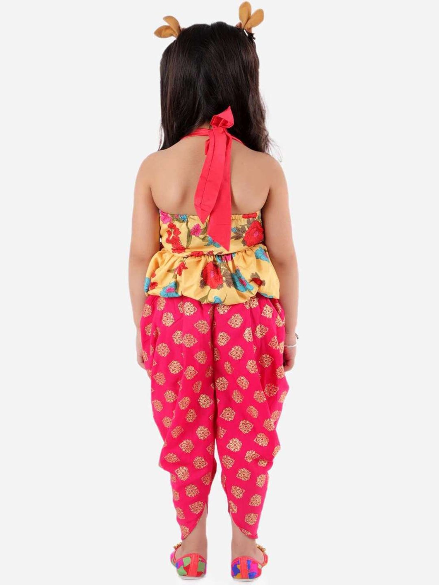 TWISHA Kids Yellow & Pink Floral Print Top Set