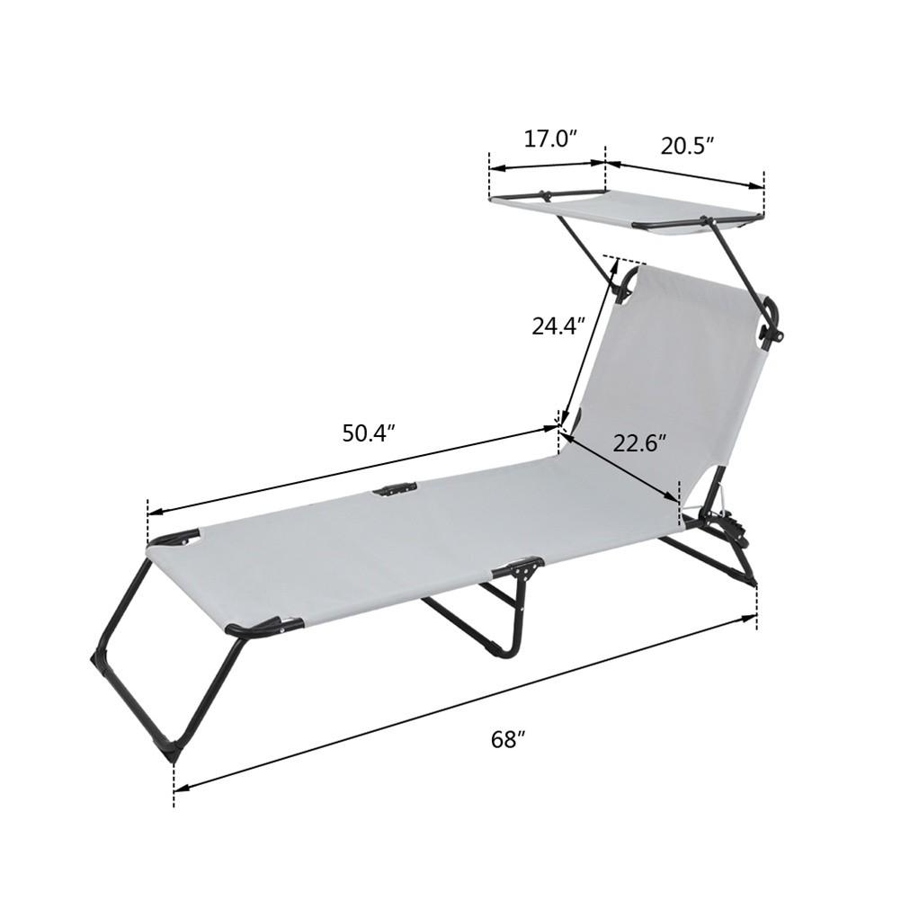Outdoor Folding Three-Fold Camping Bed Gray Folding Bed for Outdoor Travel