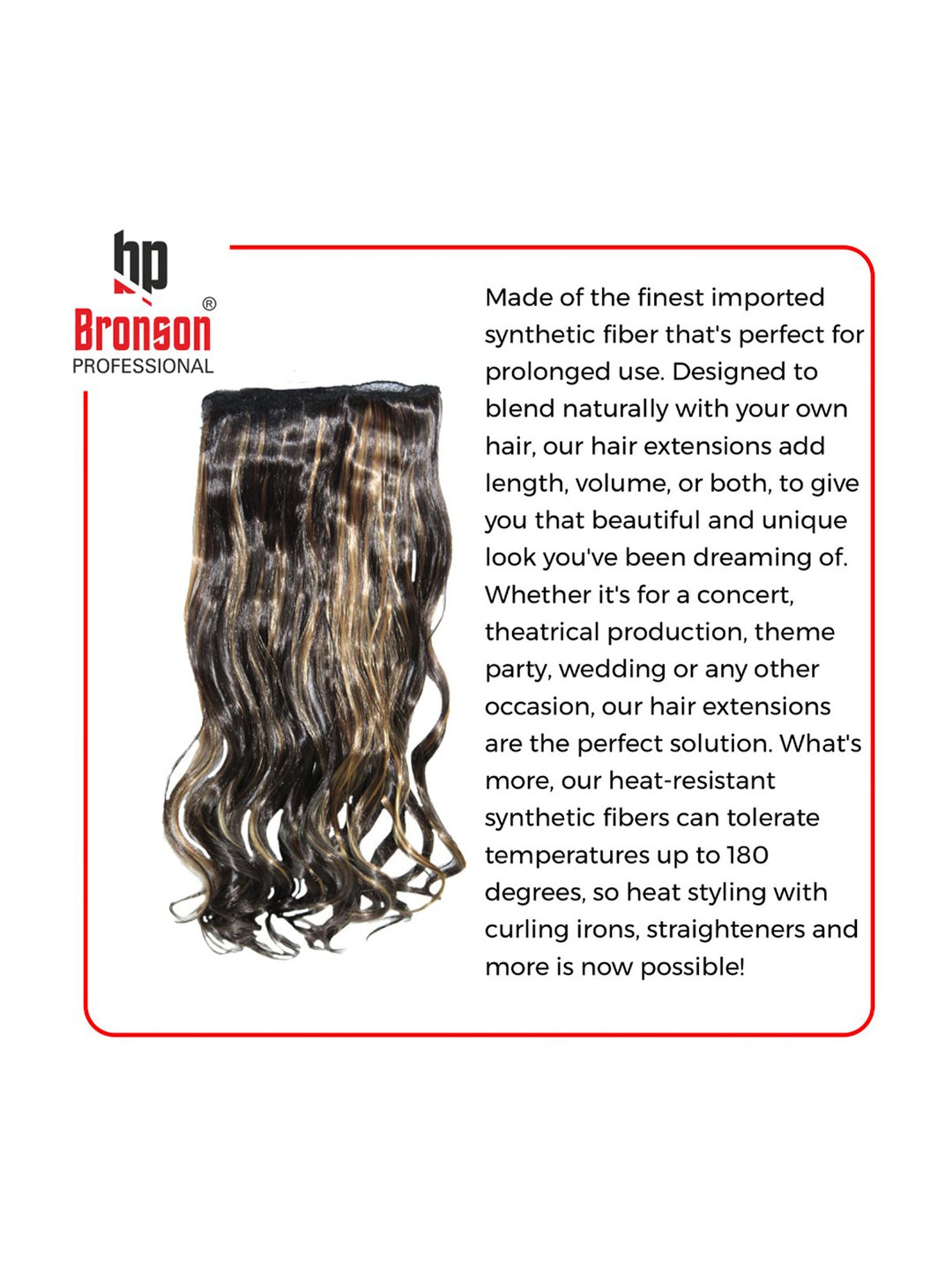 Bronson Professional Out Curl 5 Clip-In Hair Extensions Black and Brown No. 28/2 - 24 Inches