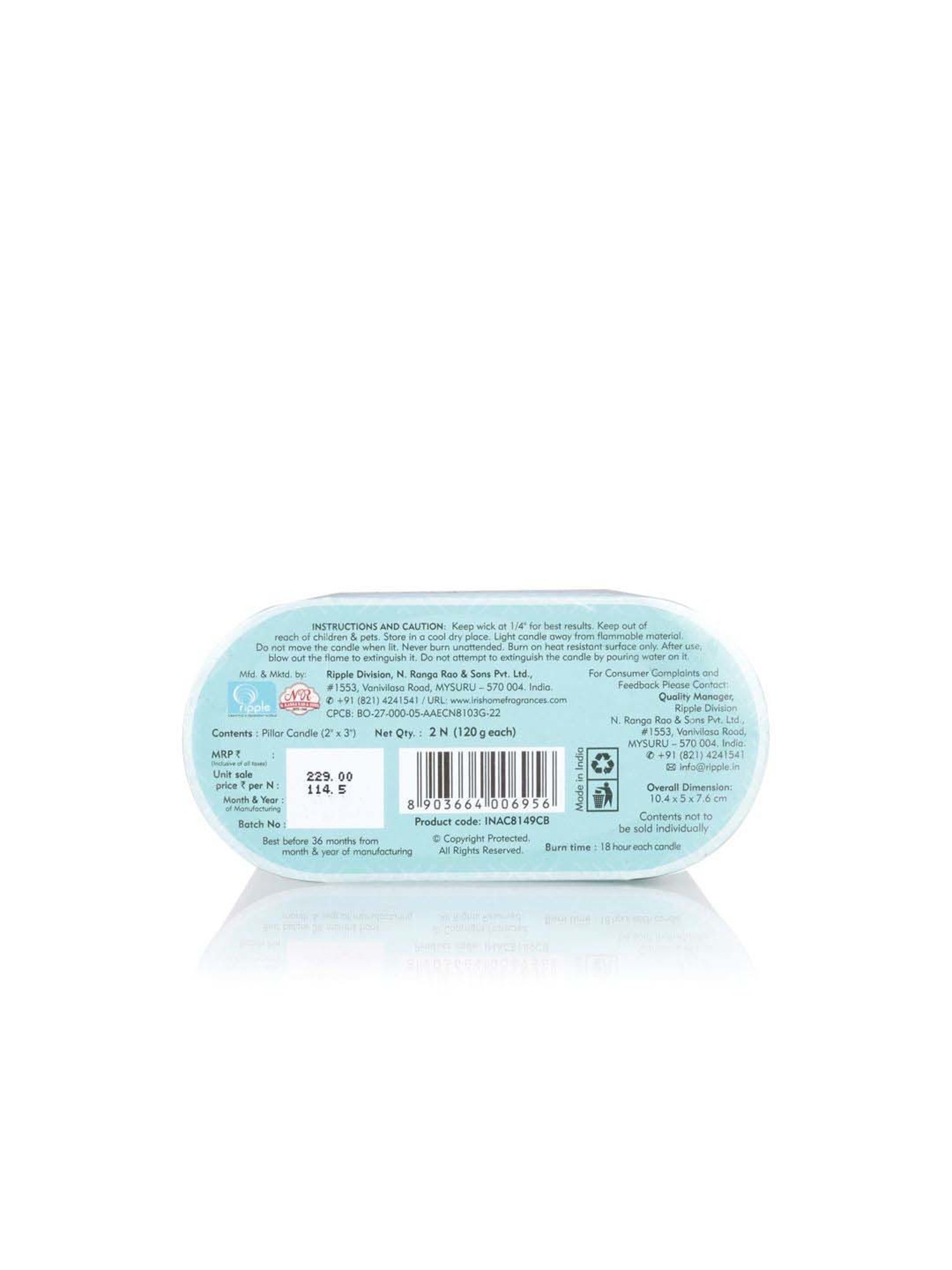 IRIS Blue Home Fragrances Cool Blue Fragrance Pillar Candles - Set of 2