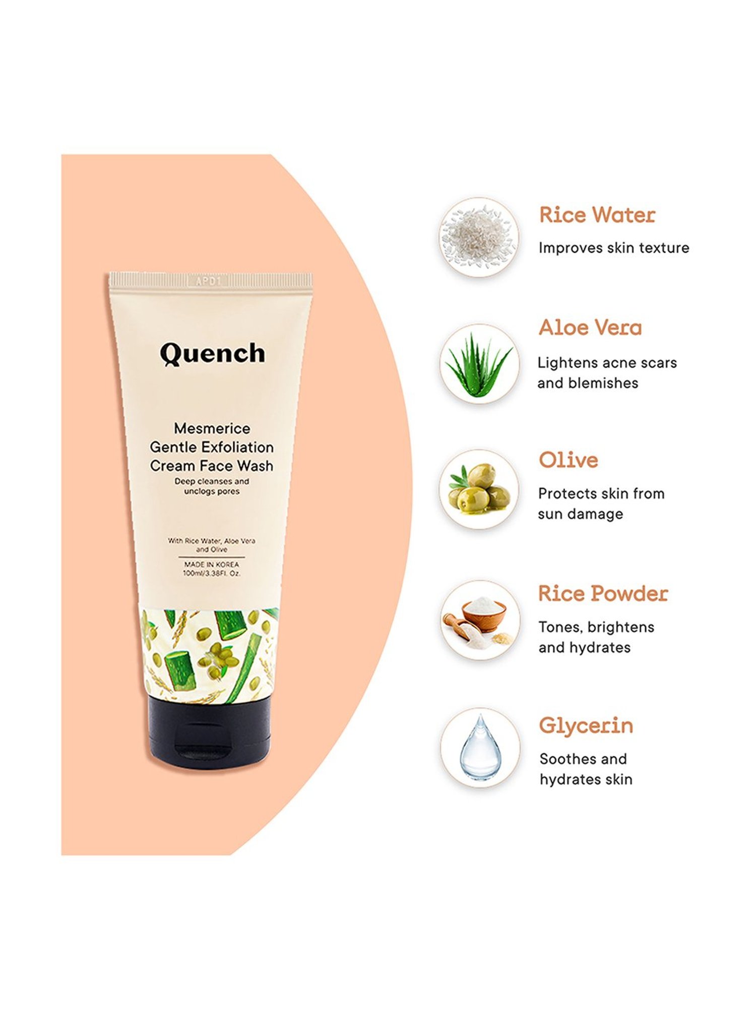 Quench Botanics Mesmerice Gentle Exfoliation Cream Face Wash - 100 ml