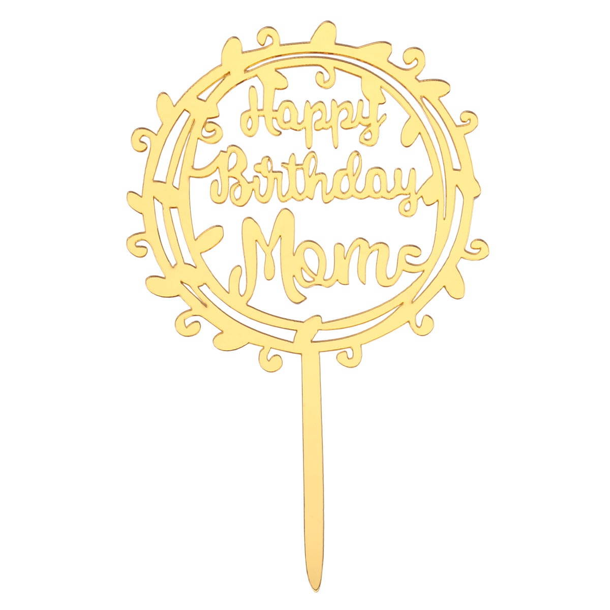 6pcs Glitter Paper Cake Toppers Letter Printing Cake Picks DIY Cake Decoration Mothers Day Dessert Insert Party Favor for Decoration (Golden)